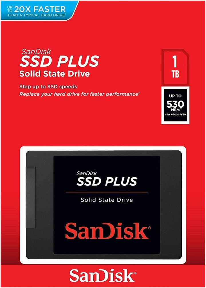 SanDisk SSD PLUS 1 TB Sata III 2.5 Inch Internal SSD, Up to 535 MB/s, Black 1TB bis zu 535 MB/Sek Si
