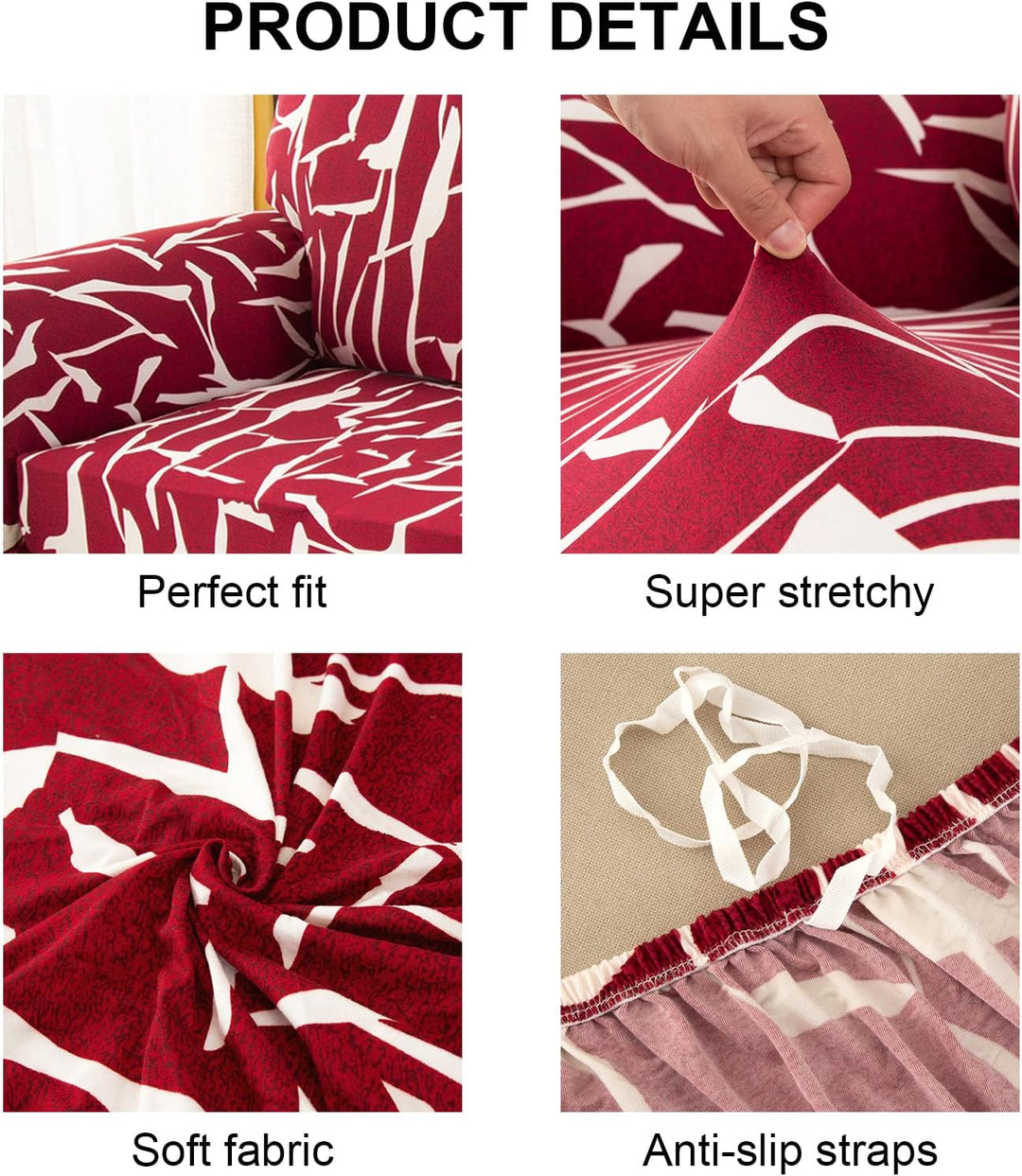 Jaotto Sofabezug 1 Sitzer Elastischer Stretch Spandex Sofa Überwürfe Sofahusse Antirutsch Waschbar S