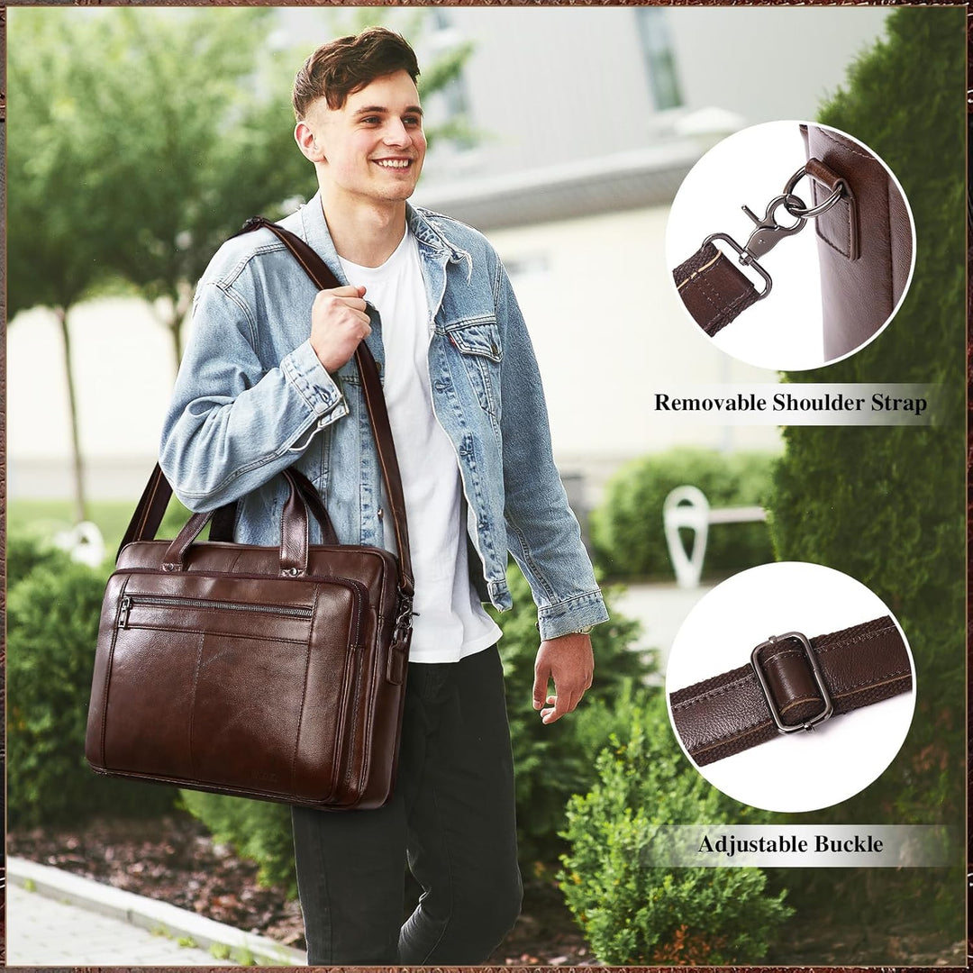 BAIGIO Herren Aktentasche Leder Laptoptasche Business Handtasche Gross Umhängetasche Vintage Lederta