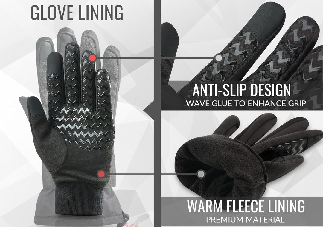 devembr Advanced Ski-Handschuhe mit Handgelenkschutz und Herausnehmbarem Innenfutter (S/M/L), S