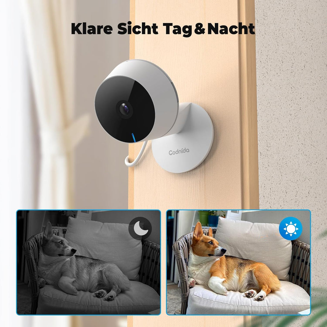 Codnida 2Pcs Überwachungskamera Innen WLAN IP Kamera Überwachung Kamera für Baby/Haustier Mit Bewegu