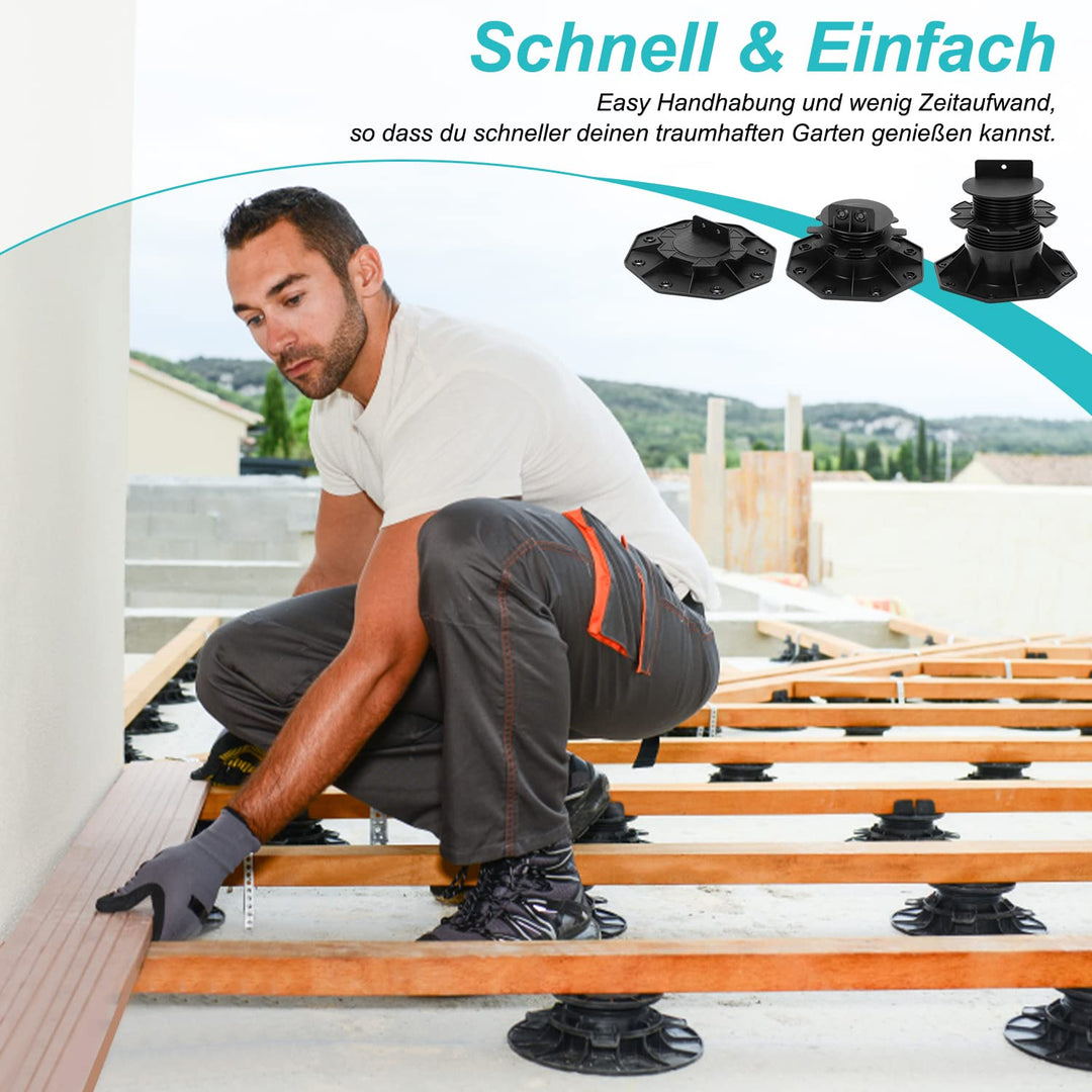 Daromigo Stelzlager Terrassenlager, 10 Stück Höhenverstellbar 30-60mm Stellfüsse Terrassenlager, Pla