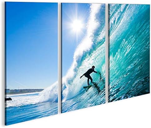 islandburner Bild Bilder auf Leinwand Big Wave Surfen Wellenreiten 3p XXL Poster Leinwandbild Wandbi
