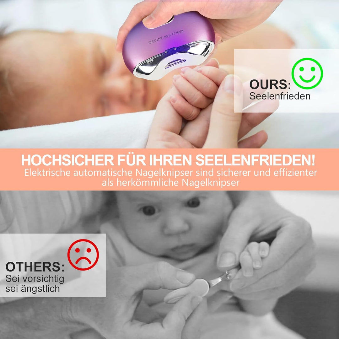 Automatischer elektrischer Nagelknipser mit 3 Geschwindigkeitsstufen und Nagelklammeraufbewahrung, L