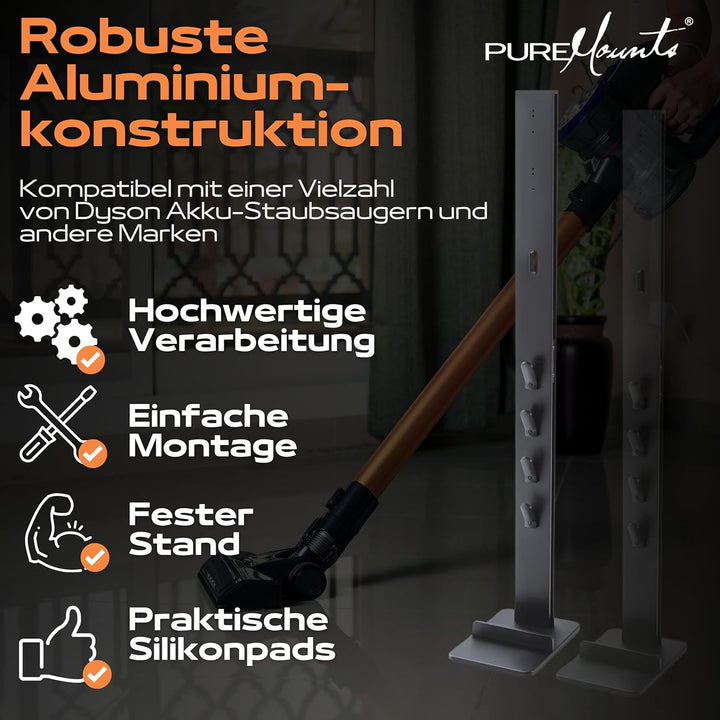PureMounts PM-VAC-00, Staubsauger Standfuss Organizer für Dyson V6 Pro, V7, V8, Cyclone Fluffy/Absol