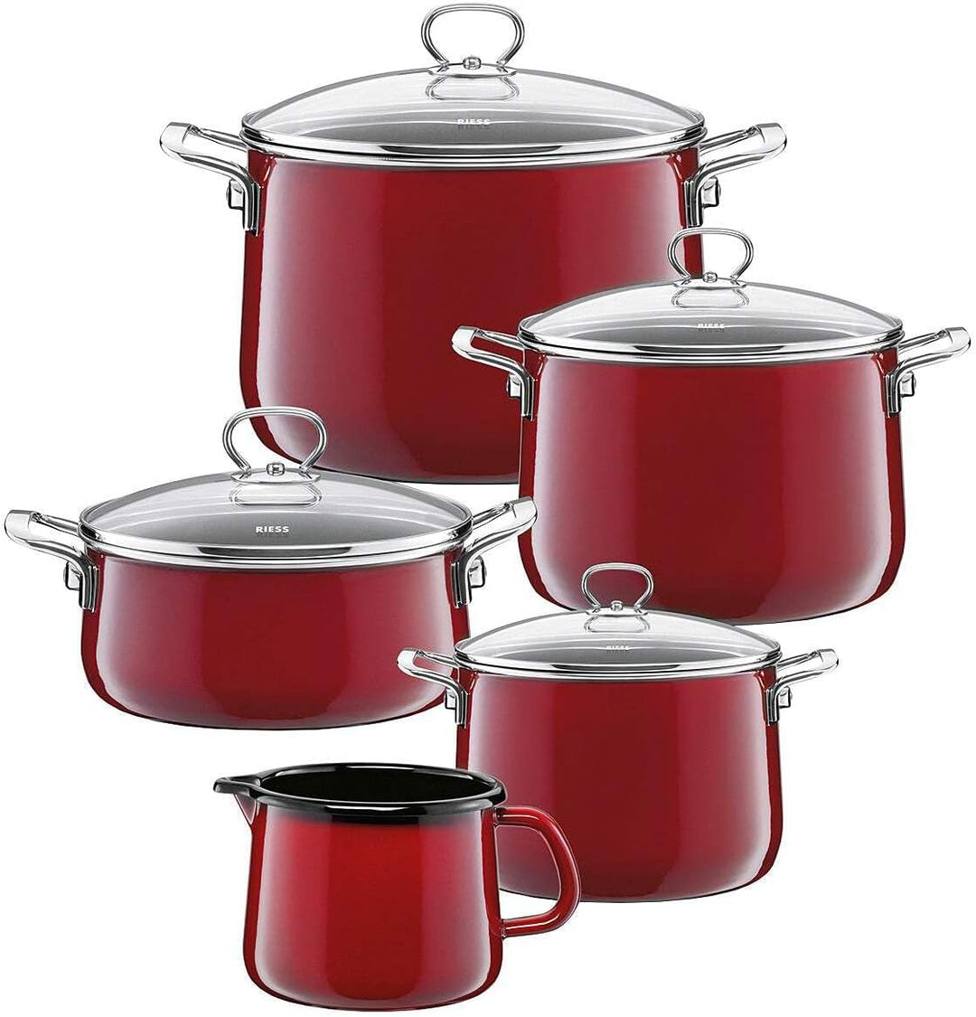 Riess, 0546-008, Spar-Set 5-teilig, NOUVELLE - ROSSO EXTRA STARK, bestehend aus: Fleischtopf mit Gla