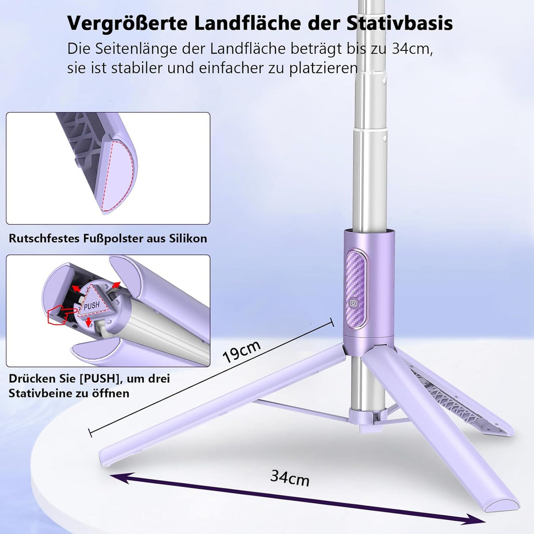 TONEOF 152CM Selfie Stick Stativ, Ausziehbar All-in-1 Handy Stativ aus Aluminium mit Kabelloser Fern