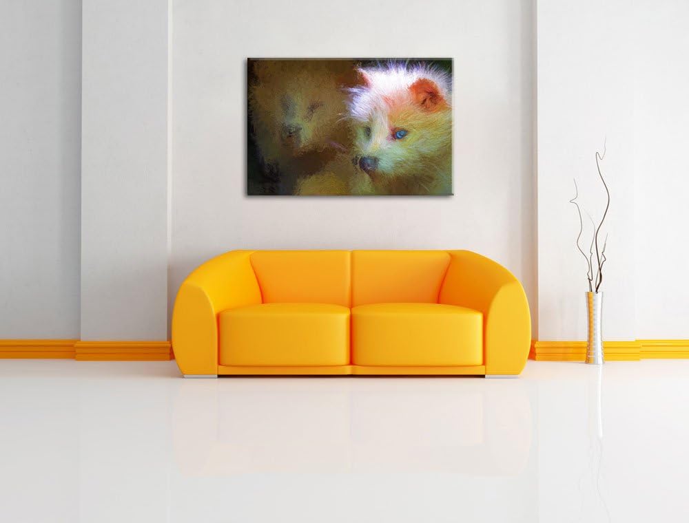 Polarfuchs in Höhle Deluxe Format: 100x70 cm auf Leinwand, XXL riesige Bilder fertig gerahmt mit Kei