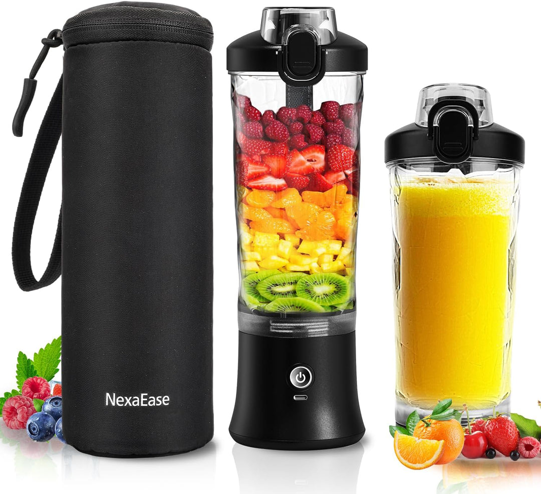 Tragbarer Mixer Smoothie Maker - 600ml Mini Standmixer to Go - 6 Klingen, Reisedeckel und Isolierte
