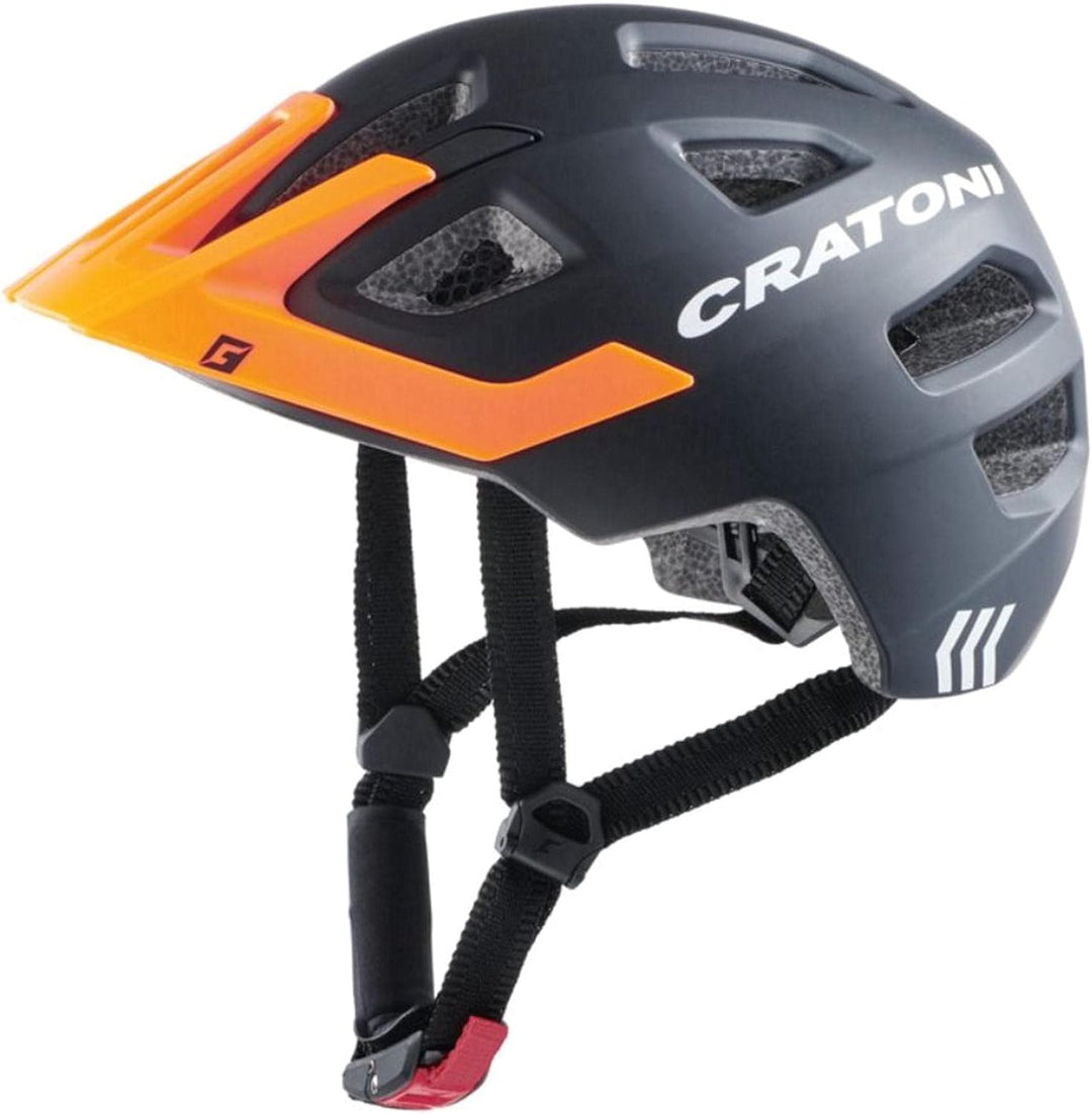Cratoni Kinderhelm Maxster Pro Fahrradhelm Kinderhelm Jugendhelm mit Rücklicht Schwarz/Orange M, Sch