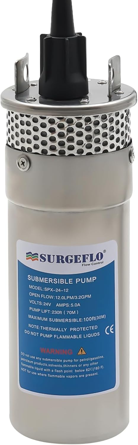 24VDC Tiefbrunnen-Tauchpumpen aus Edelstahl, 120W Tiefbrunnenpumpe, 230 ft. Förderhöhe, Unterwasserp