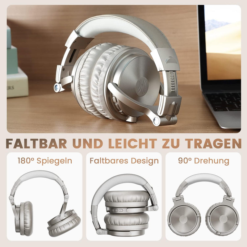 OneOdio Bluetooth Kopfhörer Over Ear [Bis zu 110 Std & BT 5.2] Geschlossene Musik Headphones Kabello