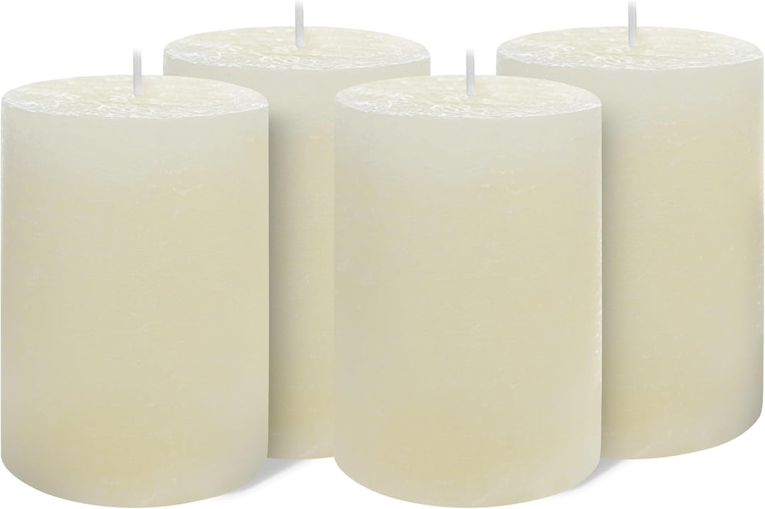 Brandsseller Stumpenkerze 4er Set | 9x15 cm | Weihnachtskerze | Adventskranz | Creme 9 x 15cm | 4er-