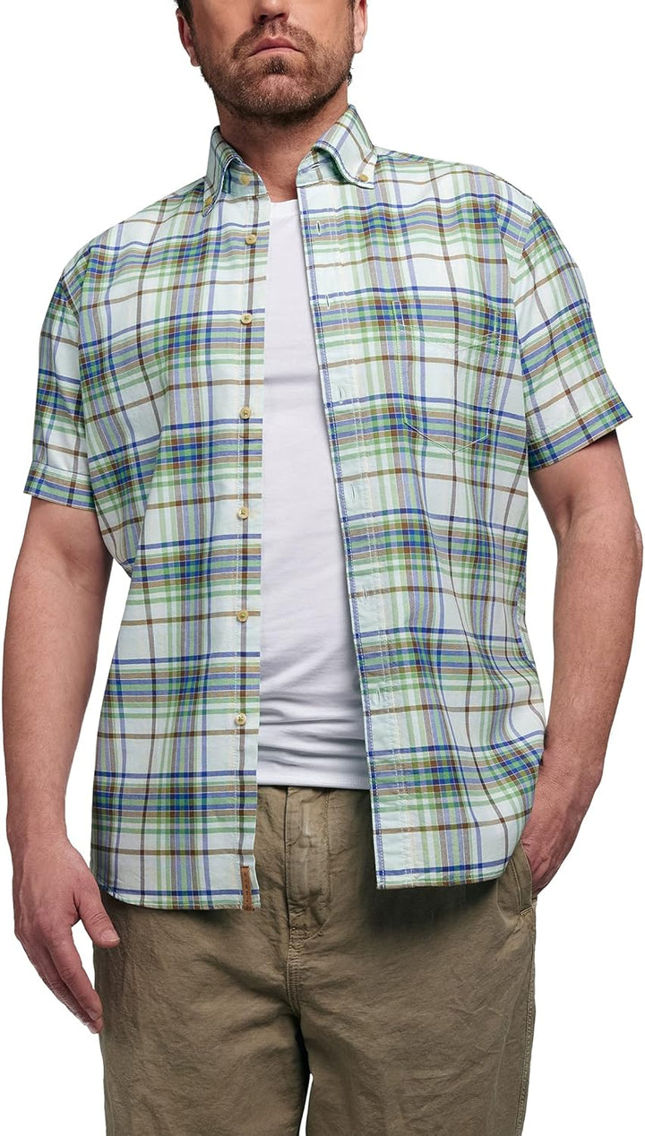 eterna Herren Upcycling Shirt Oxford Regular FIT W44, Länge kurzarm Grün, W44, Länge kurzarm Grün