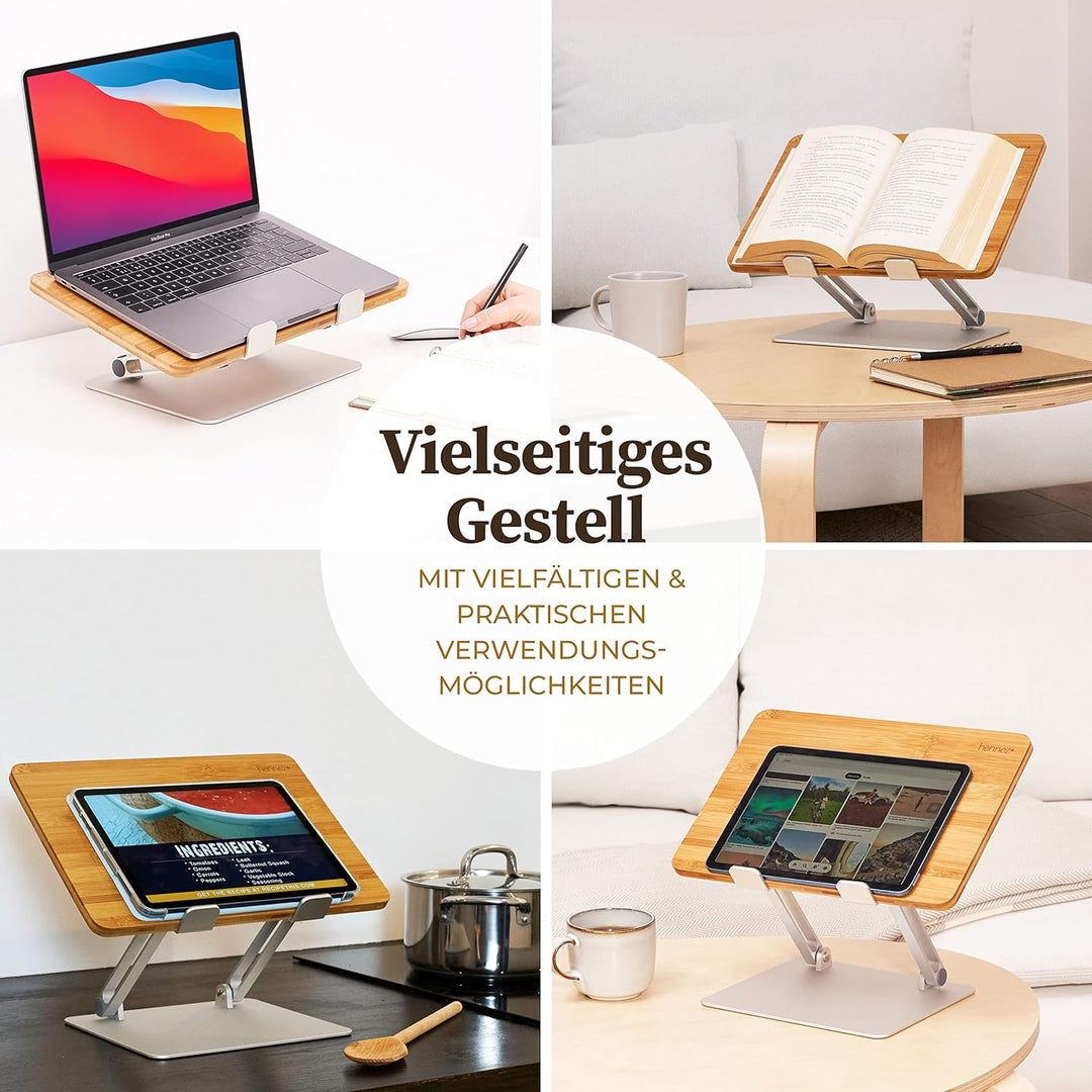 HENNEZ Laptop Ständer Holz höhenverstelbar- Laptop Stand - Notebook Ständer/Macbook Ständer - Laptop