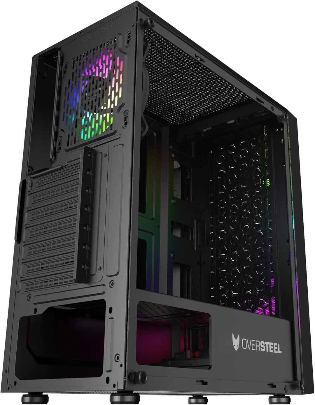 Oversteel - Iridium Gaming PC Gehäuse Kompatibel mit ATX, Micro ATX und ITX Boards, 120mm A-RGB Lüft