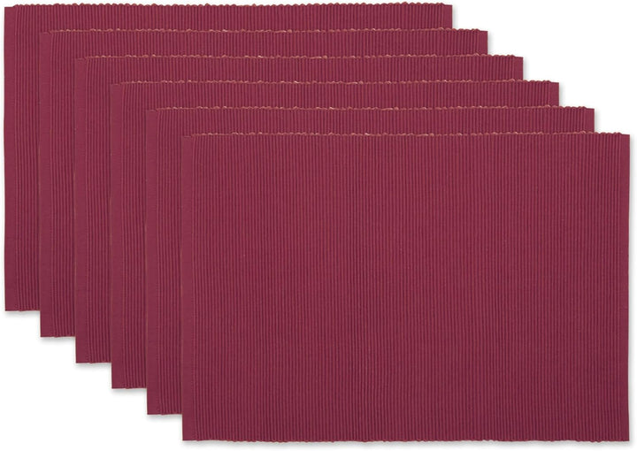 DII Basic Everyday Gerippte Tischset-Set, 100% Baumwolle, 33 x 48 cm, Scheunenrot, 6-teilig Rot (Bar
