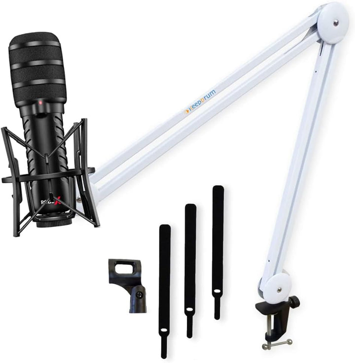 Rode X XDM-100 USB-Sprechermikrofon + keepdrum MS138 Gelenkarm-Stativ Weiss