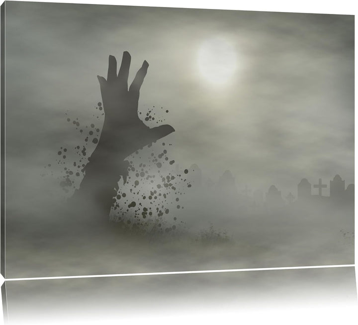 Pixxprint Zombie Erwachen Format: 100x70 auf Leinwand, XXL riesige Bilder fertig gerahmt mit Keilrah