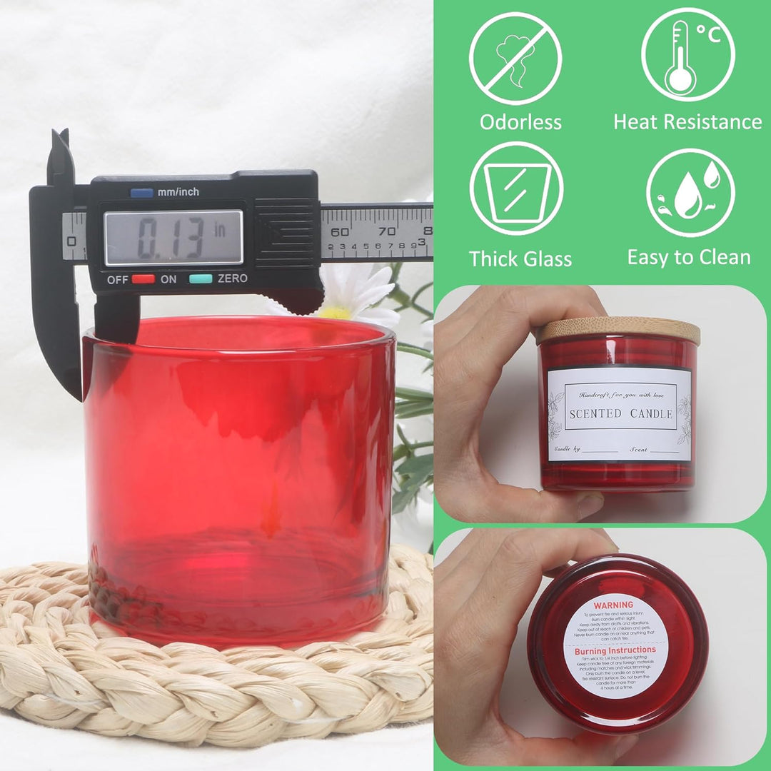 MILIVIXAY 20 Stück 118 ml rote Glaskerzengläser mit Deckel und Kerzenherstellungs-Kits – Grosspackun