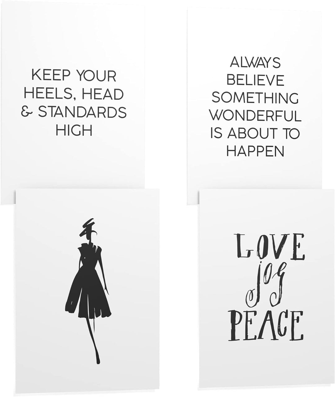 Papierschmiede® Premium Spruchposter Set 4er 50x70 cm (B2), Motiv: Coco Heels, Fashion Quote, Poster