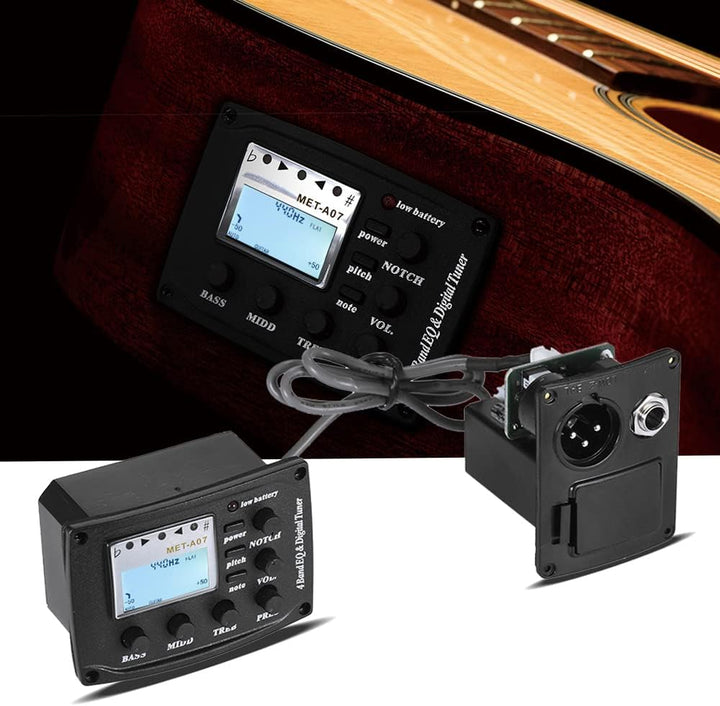 Btuty Tonabnehmer für Akustikgitarre, 4-Band, EQ Equalizer, Ton- und Lautstärke-Verstärker, Vorverst