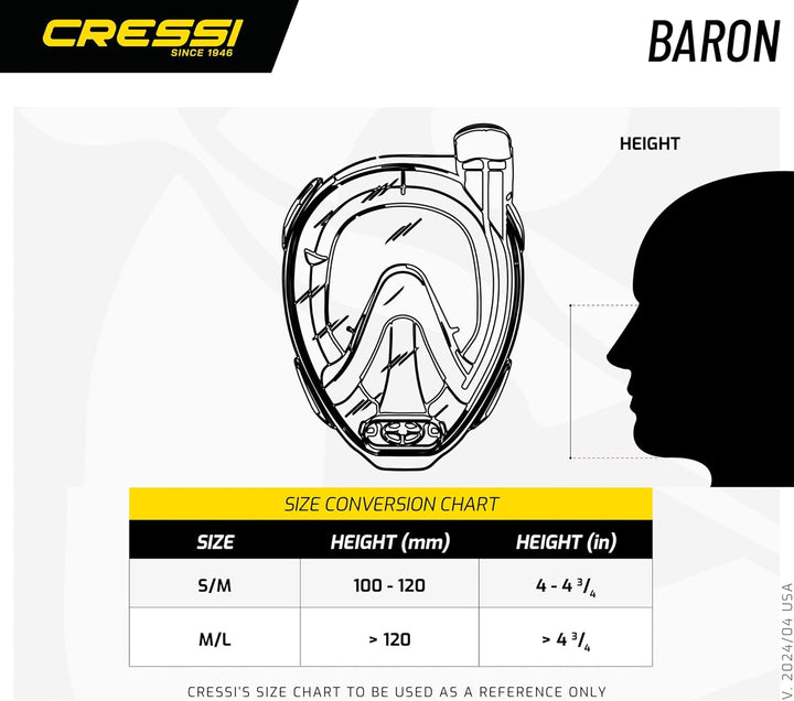 Cressi Baron Full Face Mask, Vollgesichtsmaske zum Anti-Fog-Schnorcheln, Komfortgesicht, Auslassvent