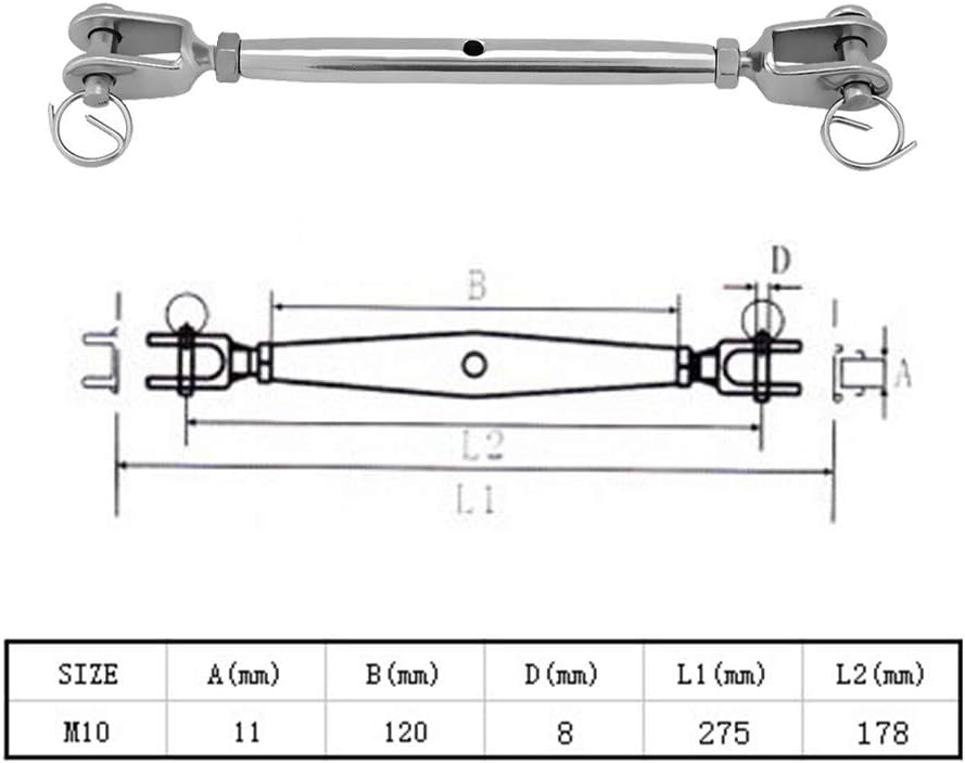 Spannschloss, Spannschloss mit Geschlossener Backe aus Edelstahl 304 Takelageschraube M5 M6 M8 M10 M
