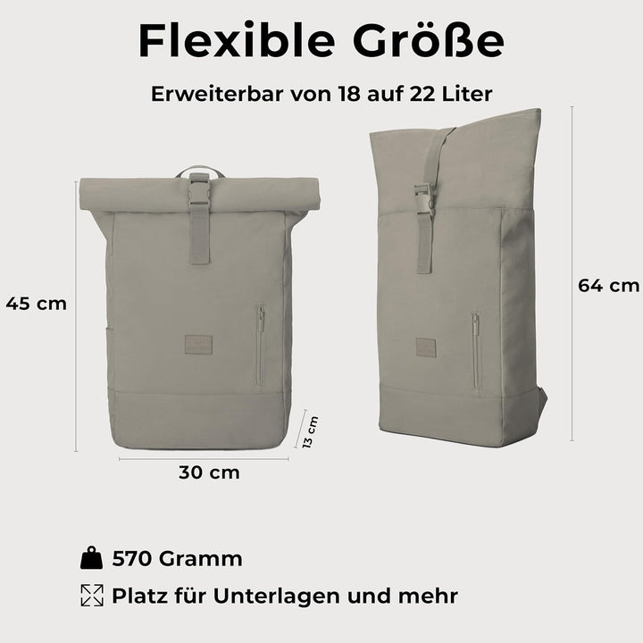 Johnny Urban Rolltop Rucksack Damen & Herren - Robin Large - Tagesrucksack mit 16 Zoll Laptopfach -