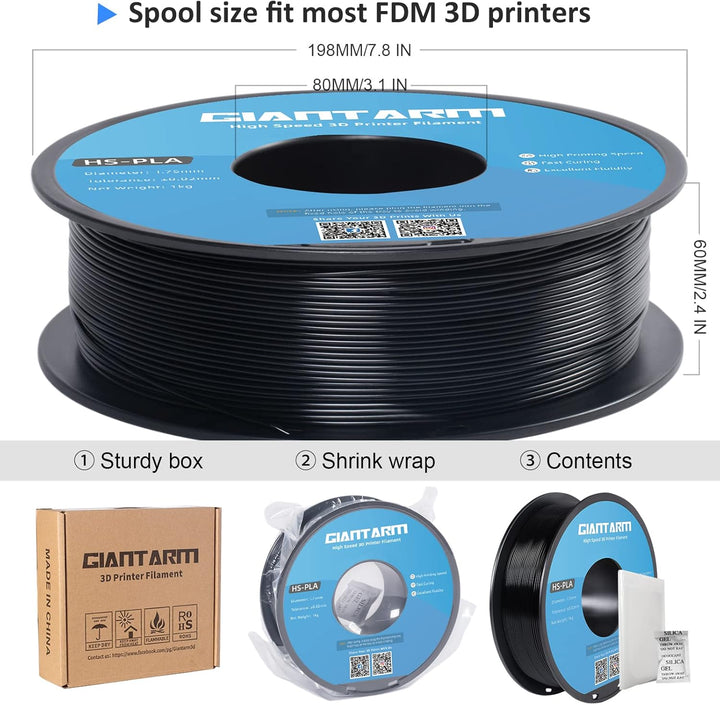 GIANTARM HS-PLA Filament 1,75 mm, PLA-Filament für Hochgeschwindigkeits-3D-Druck, schnelle Aushärtun