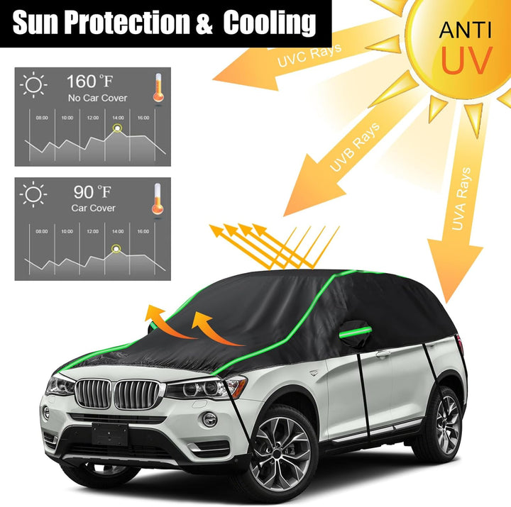 Opaltool Auto Schwarzes Halbgarage für BMW X3 2003-2024, LWB Soft Windschutzscheibe Abdeckung Hälfte