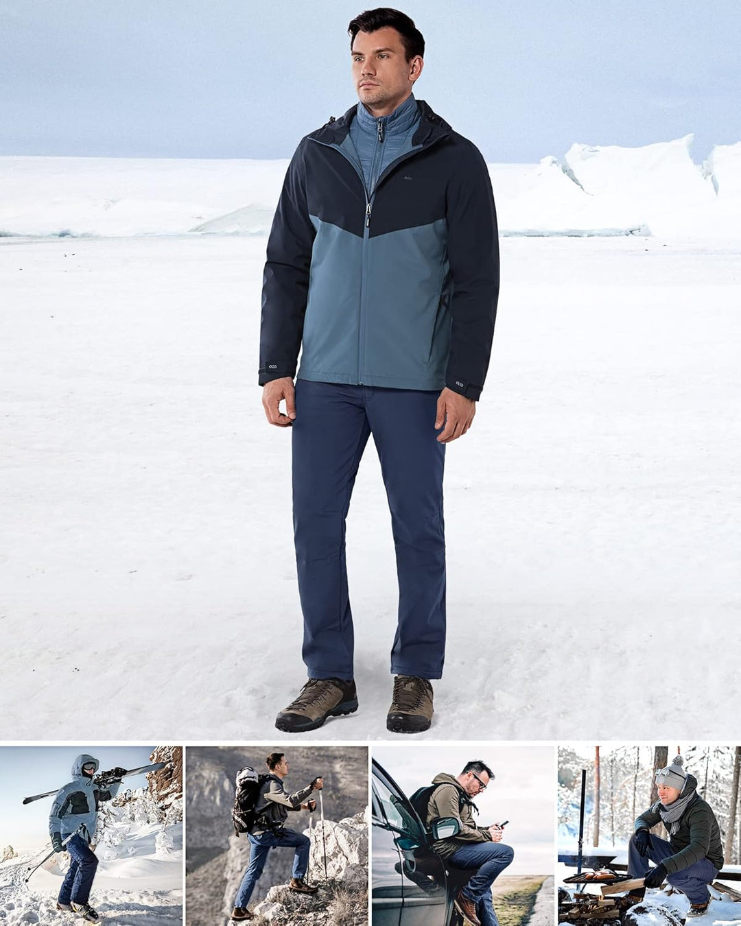 33,000ft Outdoorhose Herren Softshellhose Wasserdicht Winddicht Skihose Warm Fleece Gefüttert Arbeit