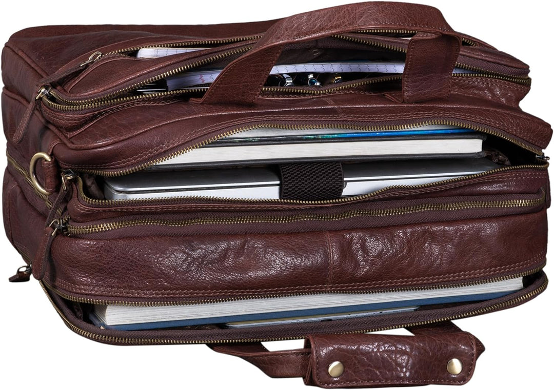 STILORD 'Leopold' XL Echtleder Aktentasche - der verbesserte Geheimtipp für Lehrerzimmer & Büro - Bu