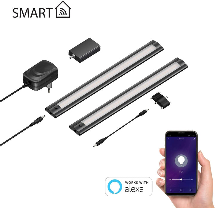 ledscom.de Smarte LED Unterbau-Leuchte SIRIS schwarz matt mit WLAN-Controller flach, Smart-Home, Ale