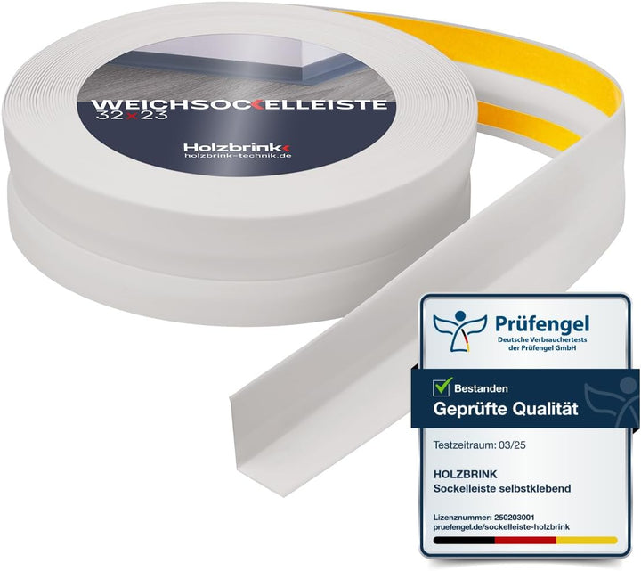 HOLZBRINK Weichsockelleiste selbstklebend PVC 32x23mm, 20 m | Kรผchenleiste Arbeitsplatte | Abschluss