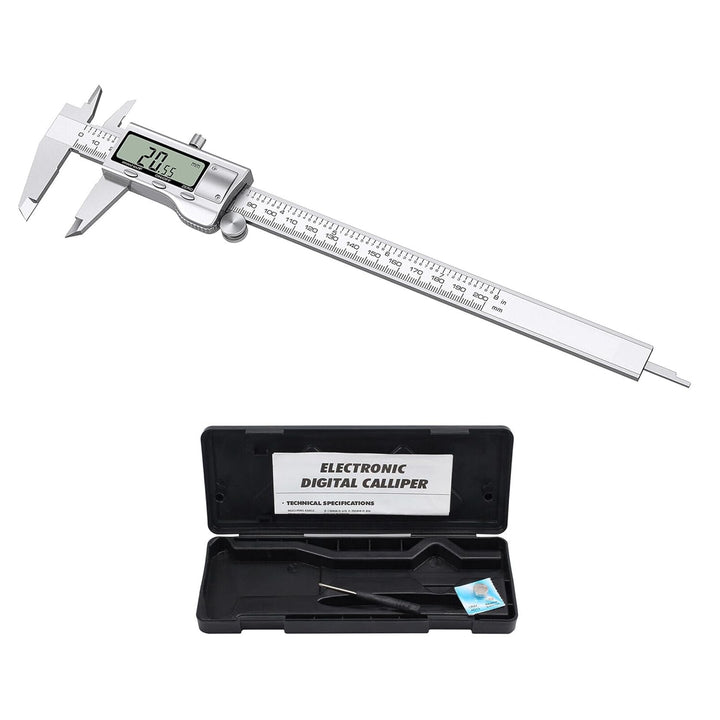 B33CS Bolwins Digitale Edelstahl-Schieblehre – Präzises 200mm Messwerkzeug mit Grossem LCD Display,