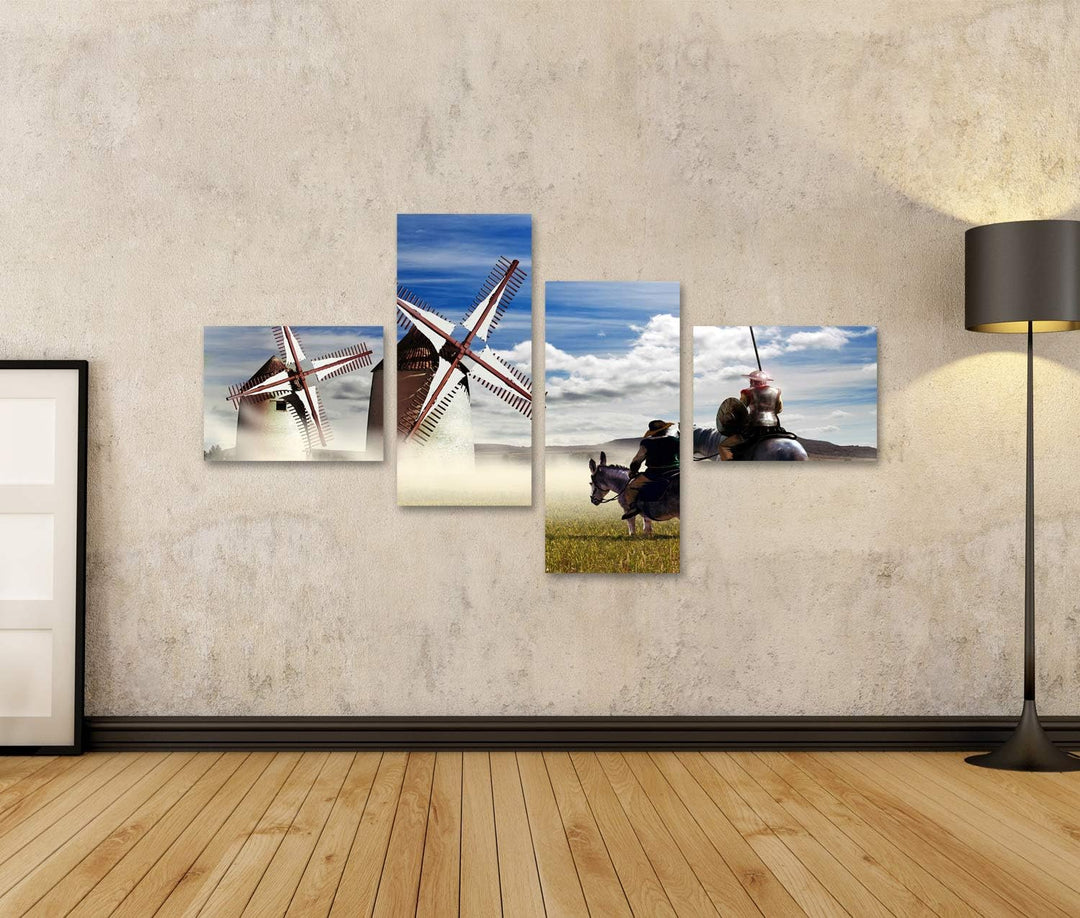 islandburner Bild auf Leinwand Don Quijote Sancho Pansa Bilder Wandbilder Poster Leinwand 150x80cm -
