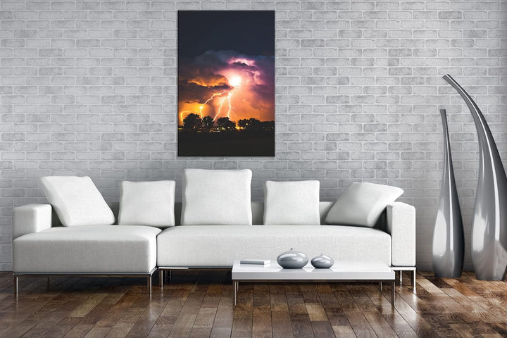 deyoli stürmische Blitze Format: 80x60 cm als Leinwandbild, Motiv fertig gerahmt auf Echtholzrahmen,