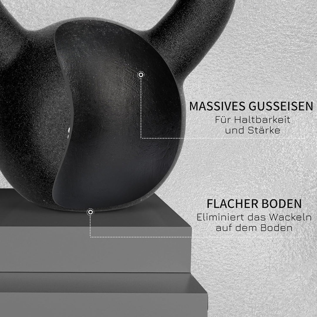 HOMCOM 10 KG Kettlebell Kugelhantel aus Gusseisen mit Neoprenbeschichtung Bodenschonende Schwunghant