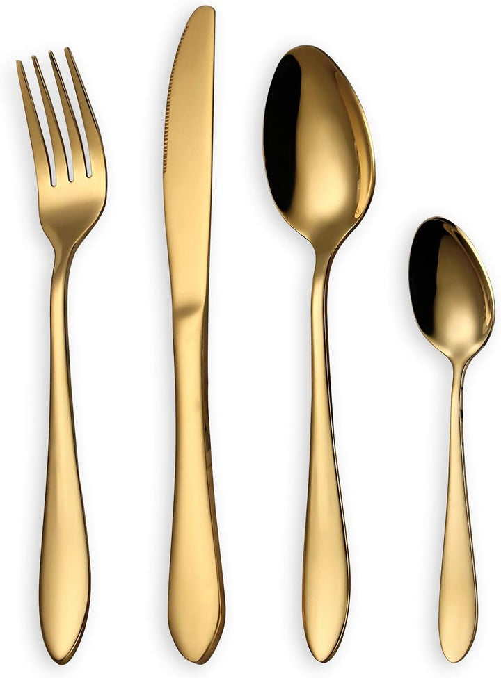 Besteck Set, Gold Besteck Set, Edelstahl Set Service für 6 Personen, 24 Stück Esszimmer Besteck, Gol