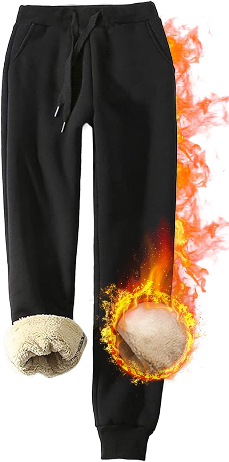 CheChury Jogginghose Damen Winter Warm Thermohose Sherpa Innenfutter Sweathose Gefüttert Sport Hosen