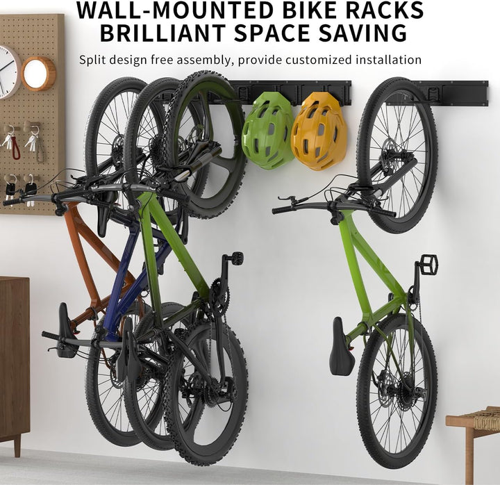 Housolution Fahrrad Wandhalterung 32 Zoll für 4 Fahrräder + 3 Helme, bis zu 300 Pfund, Robust Fahrra