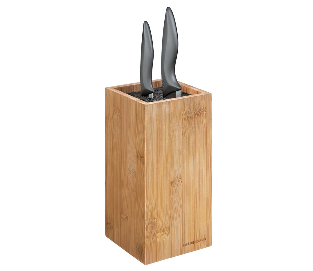 Zassenhaus Eco Bambus Messerblock ohne Messer, Holz, herausnehmbarer Borsteneinsatz, 12x23 cm, für 8