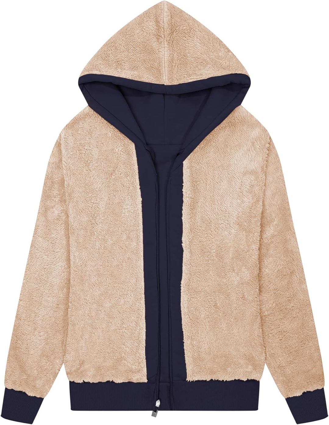 LLdress Sweatjacke Damen Fleecejacke mit Kapuze Hoodie für Frau Basic Kapuzenjacke mit Reissverschlu