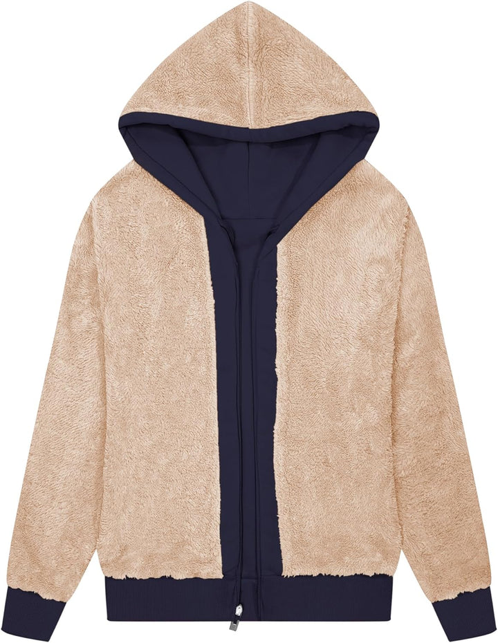 LLdress Sweatjacke Damen Fleecejacke mit Kapuze Hoodie für Frau Basic Kapuzenjacke mit Reissverschlu