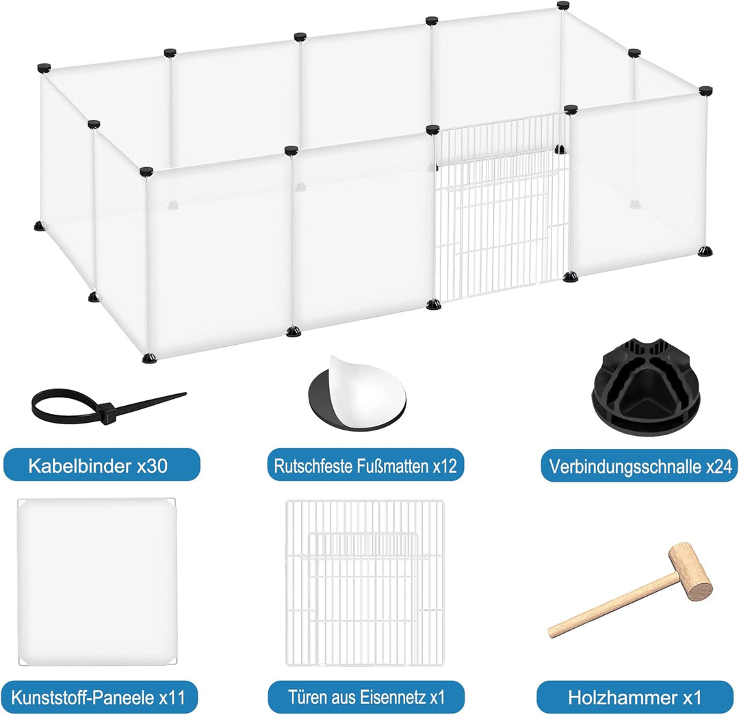 Freigehege Gittergehege für Kaninchen, Meerschweinchen Käfig Gehege, Kleintierkäfig inkl. Tür, Welpe