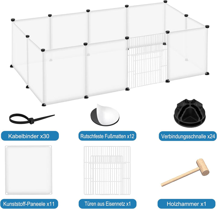Freigehege Gittergehege für Kaninchen, Meerschweinchen Käfig Gehege, Kleintierkäfig inkl. Tür, Welpe