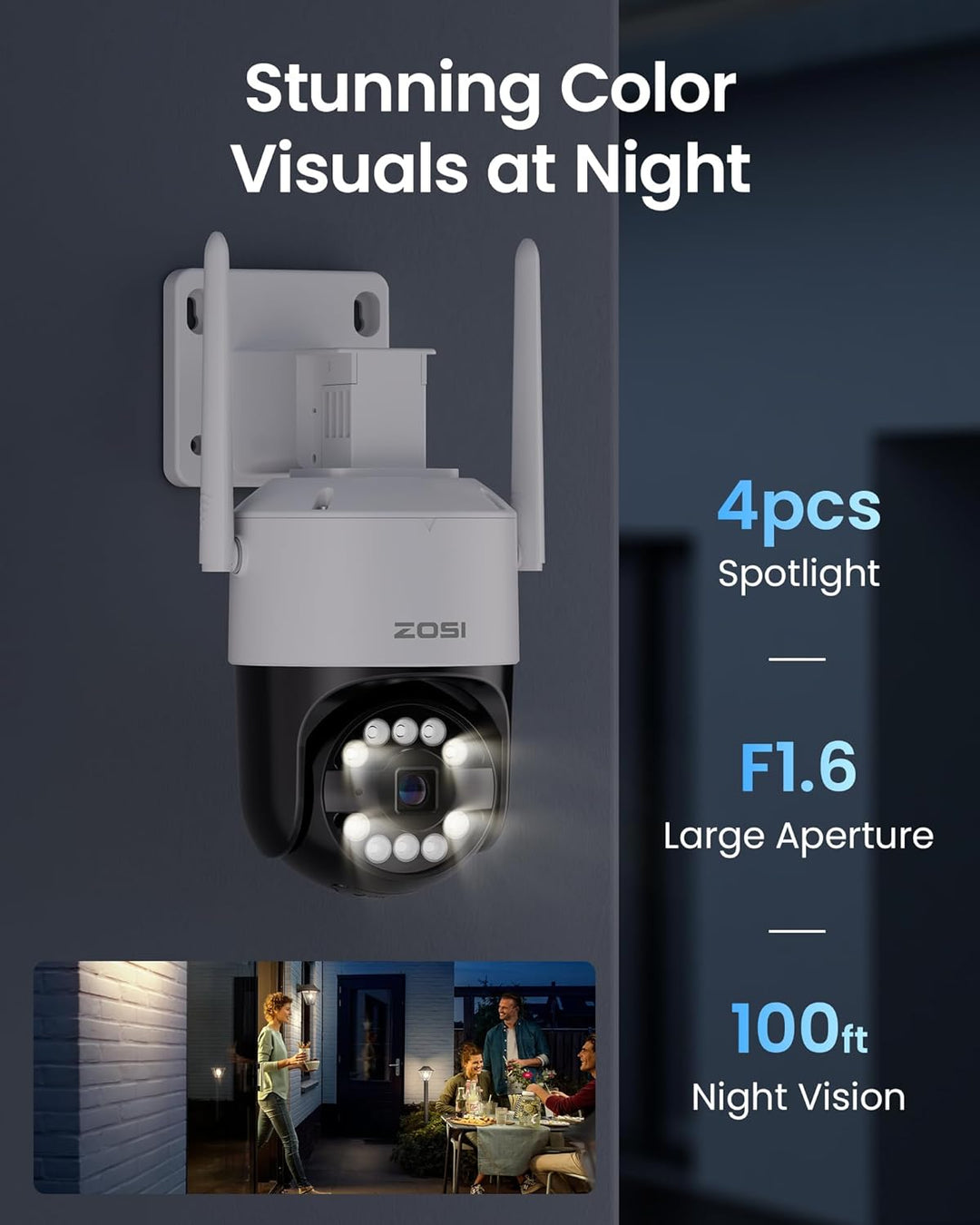 ZOSI 3K Wi-Fi 6 Outdoor Überwachungskamera mit 360° Pan & Neigung, 2,4 GHz WLAN Kamera für Aussen mi