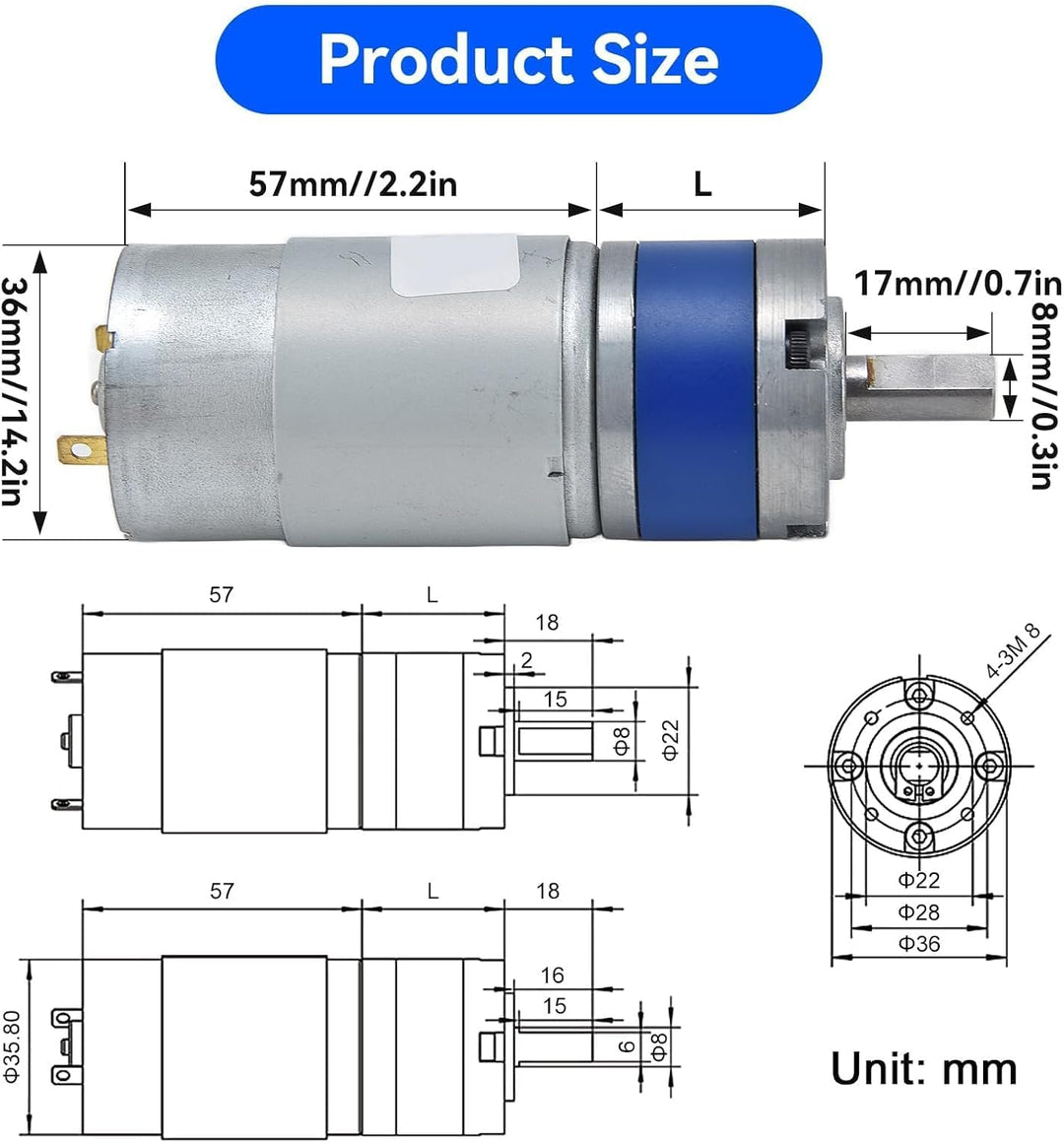 DC 12V Planetengetriebemotor, D-Wellenmotor Planetengetriebemotor Drehzahlreduzierung Planetenkohleb