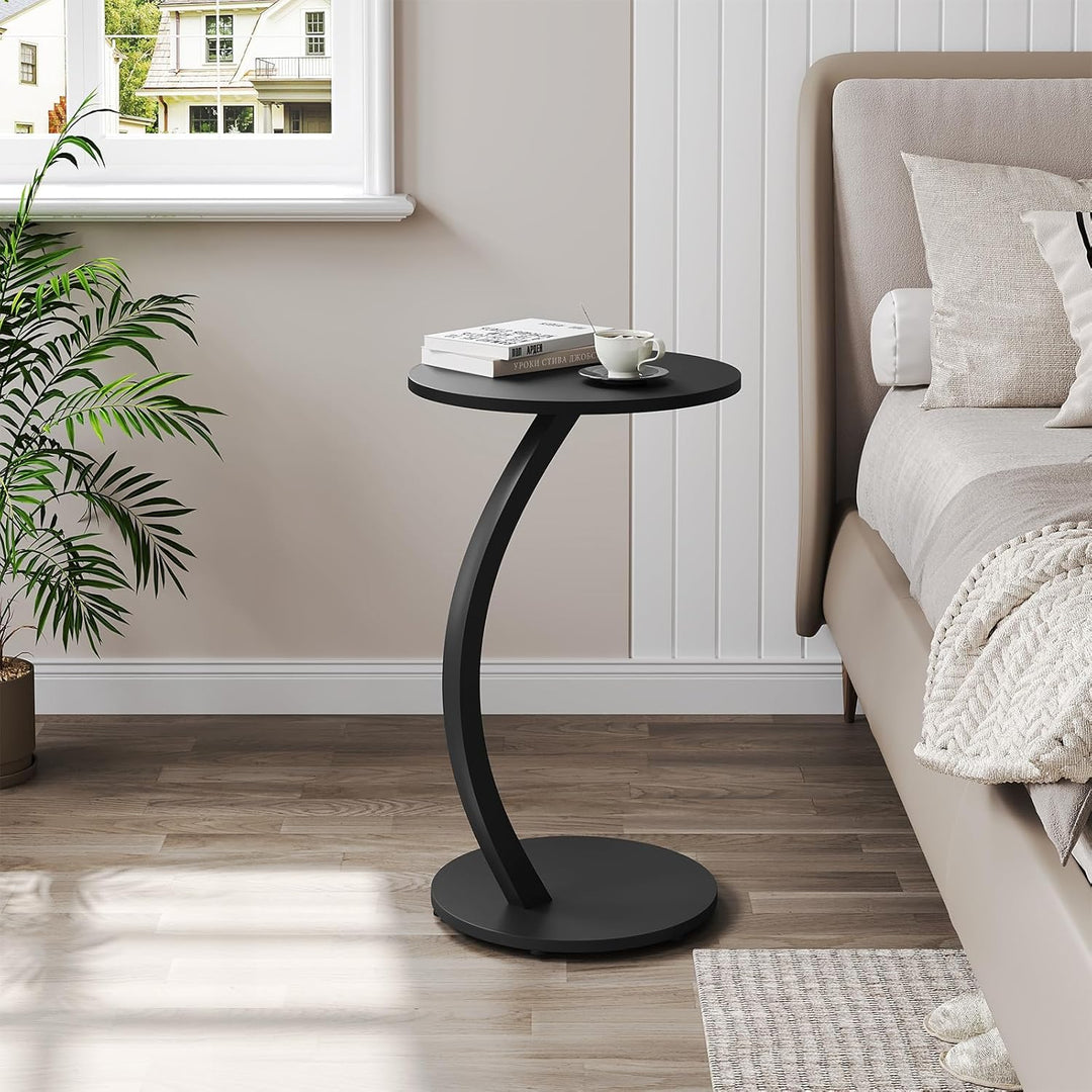 WOLTU Beistelltisch C Form, Couchtisch rund, Sofatisch Kaffeetisch, Kleiner Tisch für Couch Sofa Bet